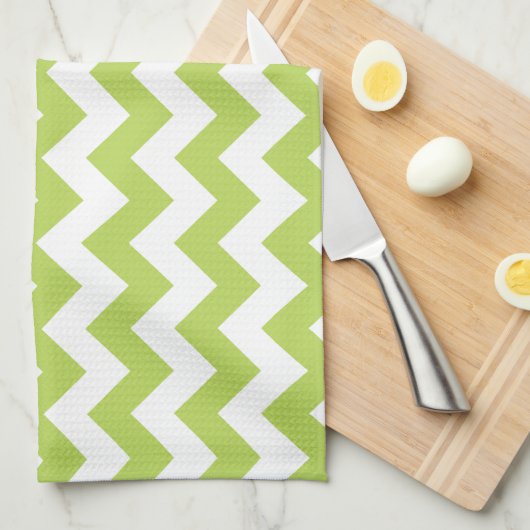 Green Zigzag, grün Zickzack, geometrisches Muster Geschirrtuch (Viertel Falte)