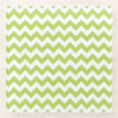 Green Zigzag, grün Zickzack, geometrisches Muster Glasuntersetzer (Vorderseite)