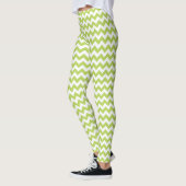 Green Zigzag, grün Zickzack, geometrisches Muster Leggings (Links)
