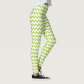 Green Zigzag, grün Zickzack, geometrisches Muster Leggings (Rechts)