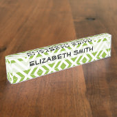 Green Zigzag, grün Zickzack, geometrisches Muster Namensplakette (Seite)