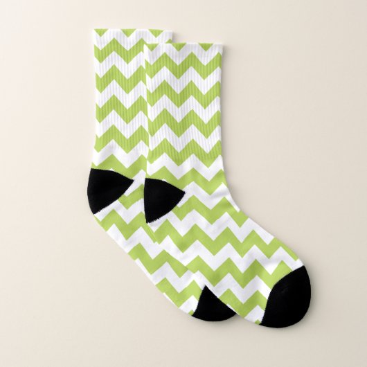 Green Zigzag, grün Zickzack, geometrisches Muster Socken (Paar)