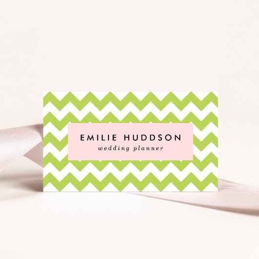 Green Zigzag, grün Zickzack, geometrisches Muster Visitenkarte