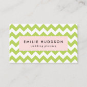 Green Zigzag, grün Zickzack, geometrisches Muster Visitenkarte (Vorderseite)