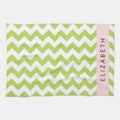 Green Zigzag, grün Zickzack, Ihr Name Geschirrtuch (Horizontal)
