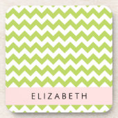 Green Zigzag, grün Zickzack, Ihr Name Getränkeuntersetzer (Vorderseite)