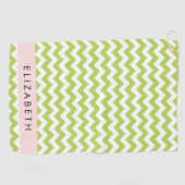 Green Zigzag, grün Zickzack, Ihr Name Golfhandtuch (Horizontal)