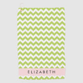 Green Zigzag, grün Zickzack, Ihr Name Golfhandtuch (Vorderseite)