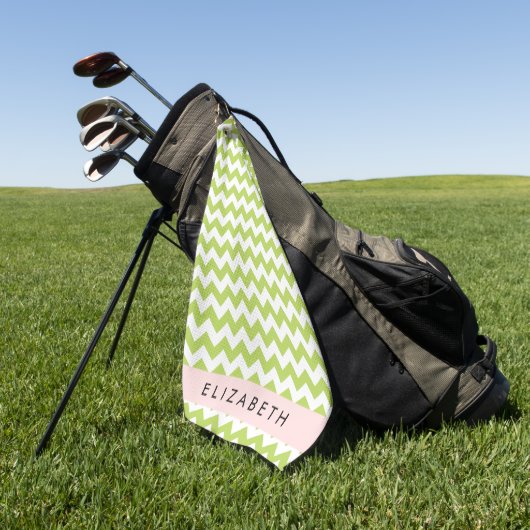Green Zigzag, grün Zickzack, Ihr Name Golfhandtuch (Gras)