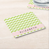Green Zigzag, grün Zickzack, Ihr Name Rechteckiger Pappuntersetzer (angewinkelt)
