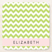 Green Zigzag, grün Zickzack, Ihr Name Rechteckiger Pappuntersetzer (Vorderseite)