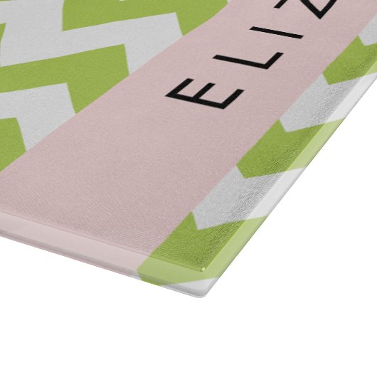 Green Zigzag, grün Zickzack, Ihr Name Schneidebrett (Ecke)