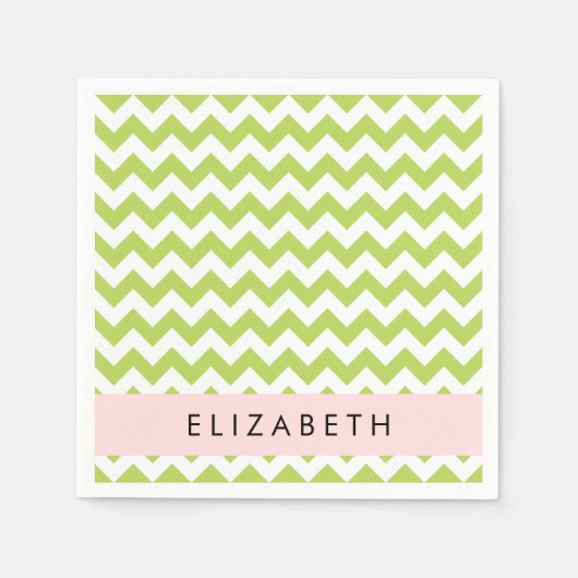 Green Zigzag, grün Zickzack, Ihr Name Serviette (Vorderseite)