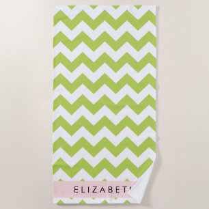 Green Zigzag, grün Zickzack, Ihr Name Strandtuch