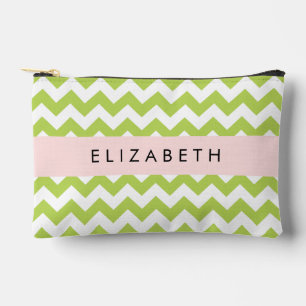 Green Zigzag, grün Zickzack, Ihr Name Zubehörtasche