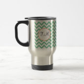 Green Zigzag Mit Monogramm Reisebecher (Links)