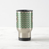 Green Zigzag Mit Monogramm Reisebecher (Mittel)