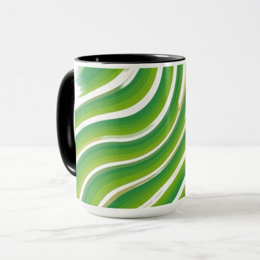 Green Zigzag Pattern Tasse | Stylish Geometric Dri (Vorderseite Links)