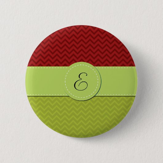 Green Zigzag, Red Zigzag, Zickzack, Monogram Button (Vorderseite)