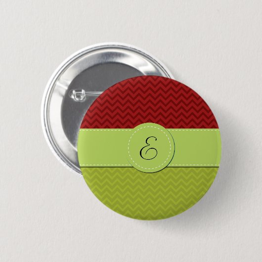 Green Zigzag, Red Zigzag, Zickzack, Monogram Button (Vorne & Hinten)
