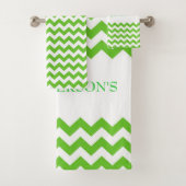 Green Zigzag Zickzack Badhandtuch Set (Insitu)