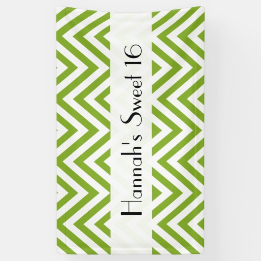 Green Zigzag, Zickzack, Zigzag Muster, Sweet 16 Banner (Vertikal)