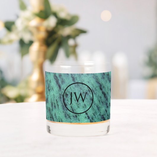 Green Zoisite Mineral Stone Monogram Whiskyglas (Insitu (Hochzeit))