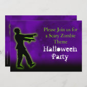 Green Zombie auf Lila Einladung (Vorne/Hinten)