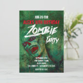 Green Zombie Party Halloween Einladungen (Stehend Vorderseite)
