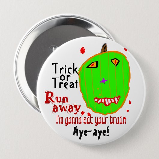 Green Zombie Pumpkin Trick oder Treat Button (Vorne & Hinten)