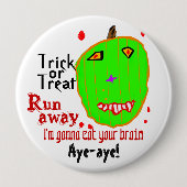 Green Zombie Pumpkin Trick oder Treat Button (Vorderseite)