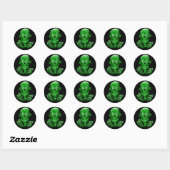 Green Zombie Skull Kopfaufkleber Runder Aufkleber (Blatt)