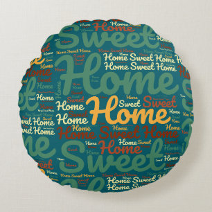 Green Zuhause Sweet Zuhause Word Art Rundes Kissen