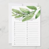 GreenBaby Shower Game Baby Name Race Card Einladung (Vorderseite)