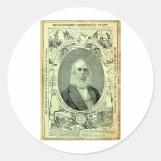 Greenback-Party 1876 Runder Aufkleber