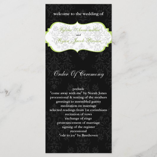 Greenblack Wedding-Programm Programm (Vorderseite)
