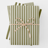 Greenbraune und weiße Streifen Geschenkpapier Set (Beispiel)
