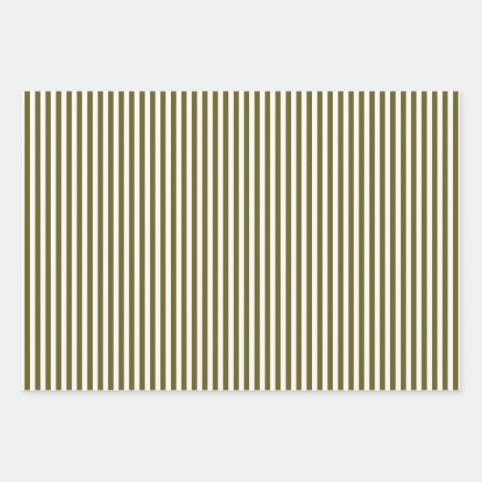 Greenbraune und weiße Streifen Geschenkpapier Set (Vorderseite)