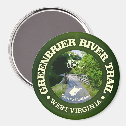 Greenbrier River Trail (Fahrrad c) Magnet (Vorderseite/Rückseite)