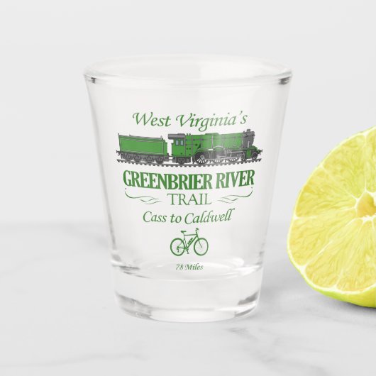 Greenbrier River Trail (RT2) Schnapsglas (Vorderseite)