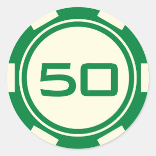 GreenCream White Poker Chip Casino Geburtstagsnumm Runder Aufkleber