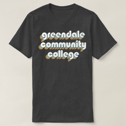 Greendale Community Uni Retro Rainbow Typograp T-Shirt (Design vorne)