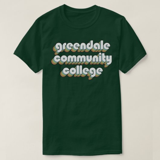 Greendale Community Uni Retro Rainbow Typograp T-Shirt (Design vorne)