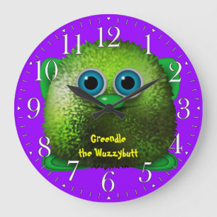 Greendle the Wuzzybutt Kids' Fun Cartoon Clock Große Wanduhr