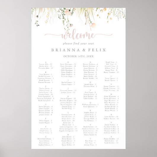 Greene Boho Wildblume Alphabetisches Seekarte Poster (Vorne)
