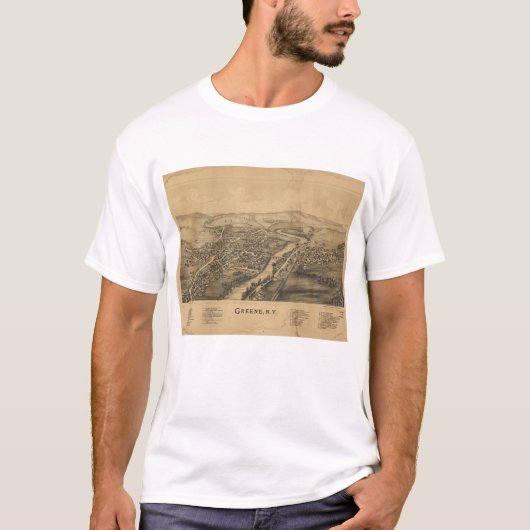 Greene NY panoramischer Karten-T - Shirt (Vorderseite)