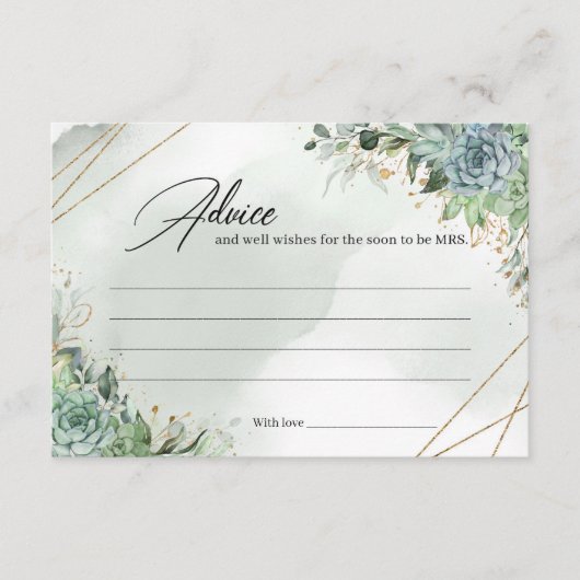 Greeneey succules gold frame boho Ratenkarte Begleitkarte (Vorderseite)