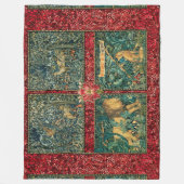 GREENERIE, WALDTIERE, LION, FOX, PHEASANT, HUNDE FLEECEDECKE (Vorderseite)