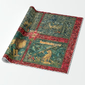 GREENERIE, WALDTIERE, LION, FOX, PHEASANT, HUNDE GESCHENKPAPIER (Ungerollt)
