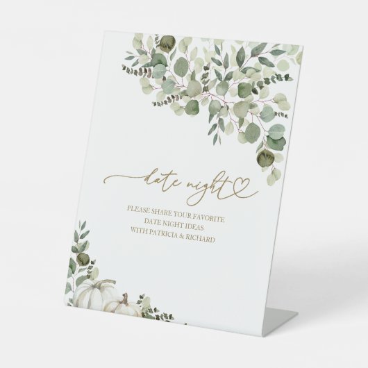 Greenerity Fall Brautparty Date Night Jar Sign Sockelschild (Vorderseite)